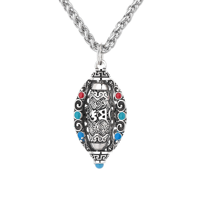 Fortune Jewel Tibetan Om Mani Padme Hum Purity Rotatable Necklace Pendant