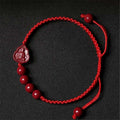 Fortune Jewel Laughing Buddha Avalokitesvara Cinnabar Blessing String Bracelet