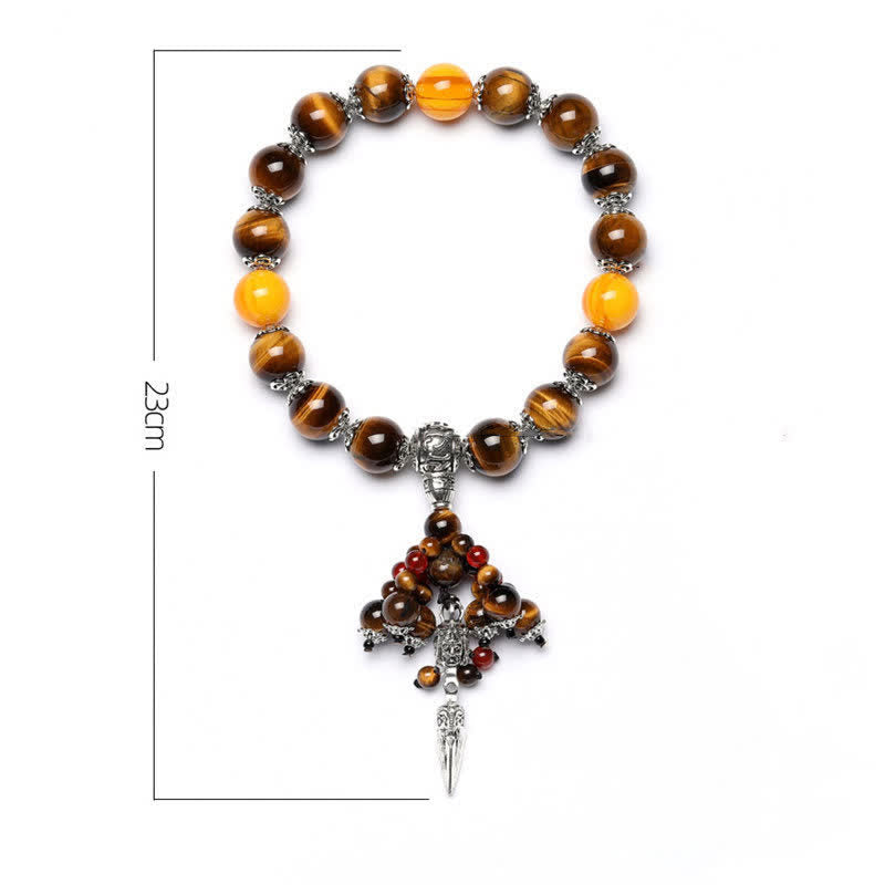 Fortune Jewel Natural Tiger Eye Red Agate Dragon Vein Agate Stone Vajra Dorje Power Healing Bracelet Car Decoration