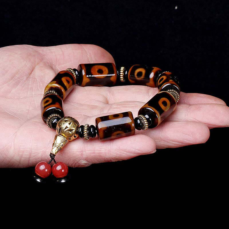 Fortune Jewel Tibetan Nine-Eye Dzi Bead Fortune Charm Bracelet