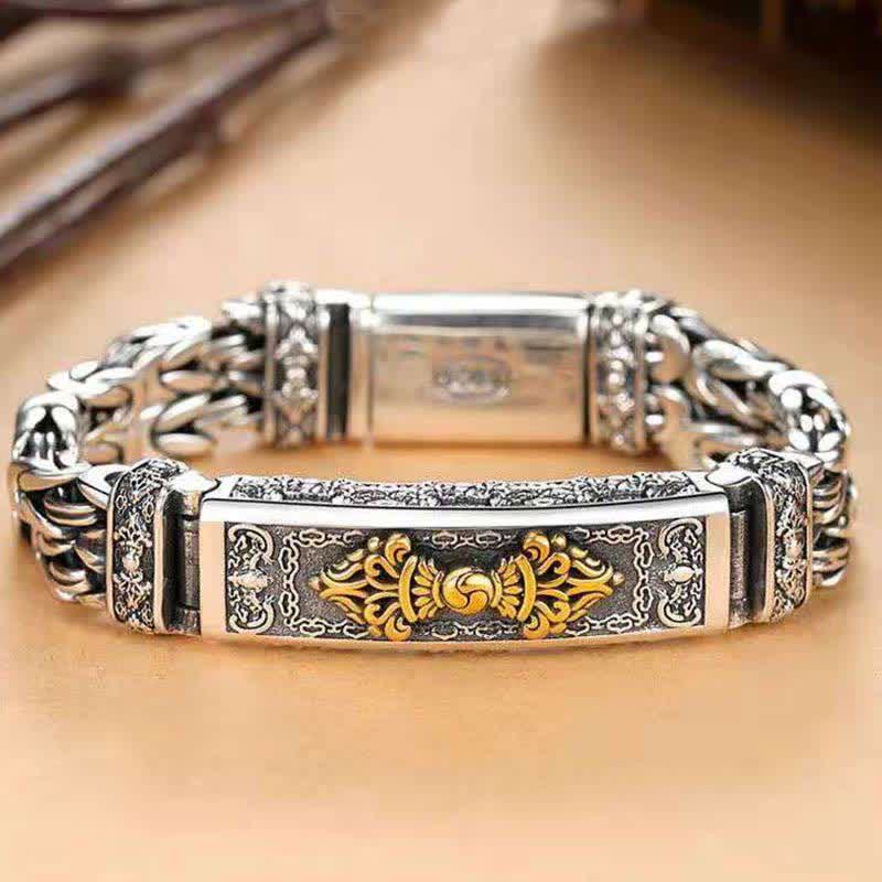 Fortune Jewel Vajra Dorje Twisted Braided Pattern Copper Balance Bracelet