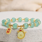 Fortune Jewel Year of the Dragon Red Agate Green Aventurine Peace Buckle Fu Character Lucky Fortune Bracelet