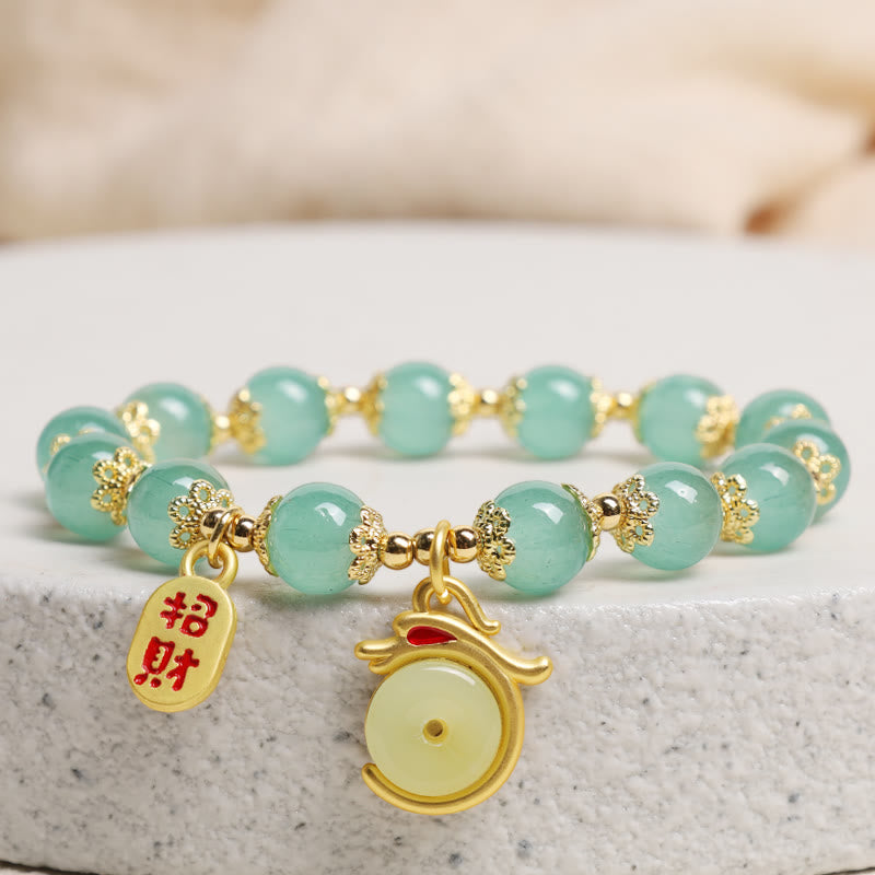 Fortune Jewel Year of the Dragon Red Agate Green Aventurine Peace Buckle Fu Character Lucky Fortune Bracelet