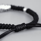Fortune Jewel 999 Sterling Silver Nine-Eye Dzi Bead Pattern Blessing Rope Bracelet