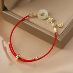 Fortune Jewel "Wishing You Peace and Protection" Jade Red Rope Bracelet Includes Gift Message Card Fortune Jewel