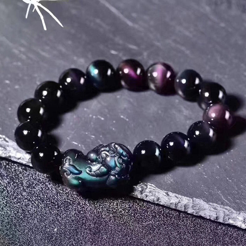 Fortune Jewel FengShui PiXiu Rainbow Obsidian Luck Bracelet