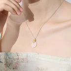 Fortune Jewel 925 Sterling Silver Round Chalcedony Twelve Months Flower Harmony Necklace Pendant