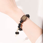 Fortune Jewel Ebony Wood Scripture Engraved Peace Bracelet