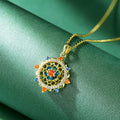 Fortune Jewel 925 Sterling Silver Lotus Flower Colorful Zircon New Beginning Necklace Pendant Fortune Jewel
