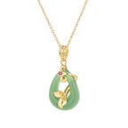 Fortune Jewel Jade Oval Pattern Blessing Fortune Necklace Pendant
