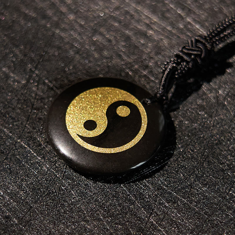 Fortune Jewel Various Crystal Amethyst Tiger Eye Green Aventurine Yin Yang Spiritual Necklace Pendant