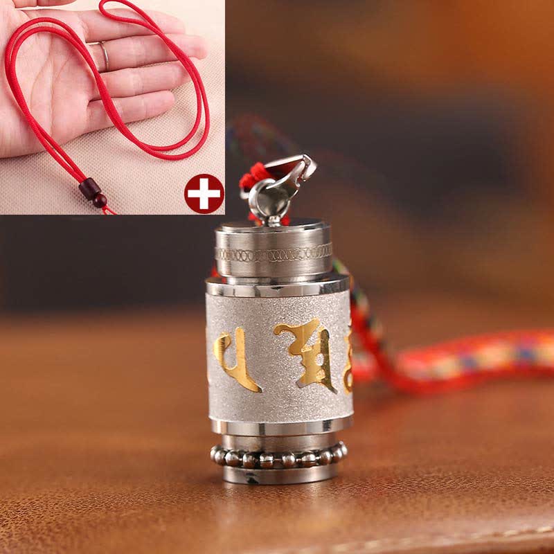 Fortune Jewel Tibet Om Mani Padme Hum Shurangama Mantra Titanium Steel Wisdom Amulet Necklace Pendant