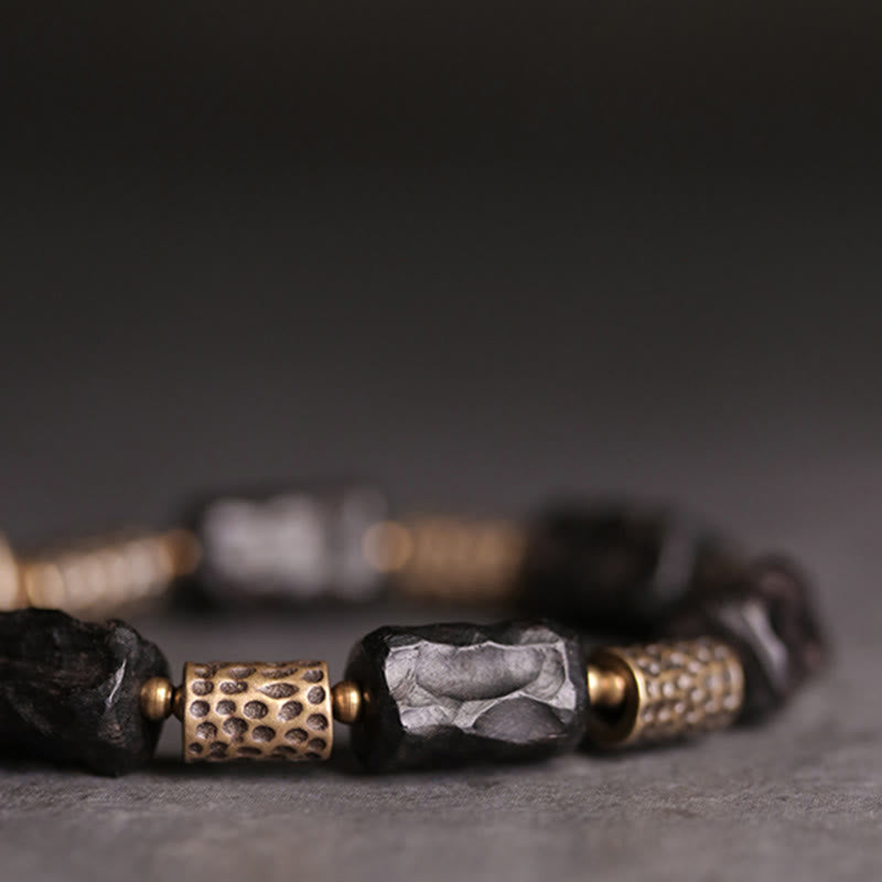 Fortune Jewel Tibetan Ebony Wood Copper Calm Peace Bracelet