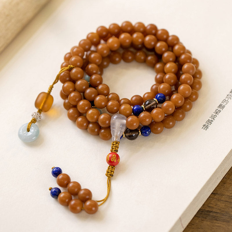 Fortune Jewel 108 Beads Bodhi Seed Blessing Meditation Bracelet Mala