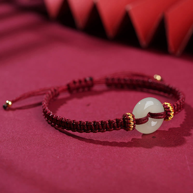 Fortune Jewel Peace Buckle Jade Abundance Braided Bracelet