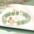 Fortune Jewel Year of the Rabbit Natural Green Aventurine Luck Bead Bracelet