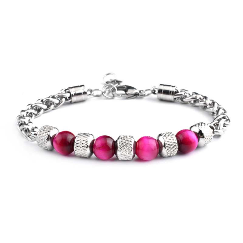 Fortune Jewel Black Onyx Tiger Eye Bead Courage Bracelet
