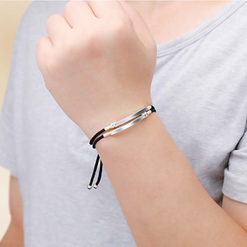 Fortune Jewel 925 Sterling Silver Red String Layered Braid Bracelet - Fortune Jewel