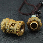 Fortune Jewel Tibet Green Sandalwood Rosewood Om Mani Padme Hum Lotus Positive Soothing Necklace Pendant Fortune Jewel