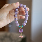 Fortune Jewel Liuli Glass Bead Lotus Design Fluorite Ivory Fruit Dancing Lion Charm Enlightenment Bracelet