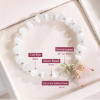 Fortune Jewel Cat's Eye Green Aventurine Blue Chalcedony Pink Crystal Peace Orchid Charm Bracelet