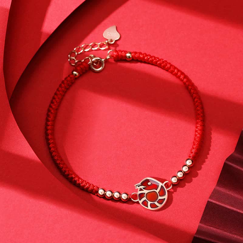 Fortune Jewel 925 Sterling Silver Chinese Zodiac Luck Faith Discolor Red String Bracelet