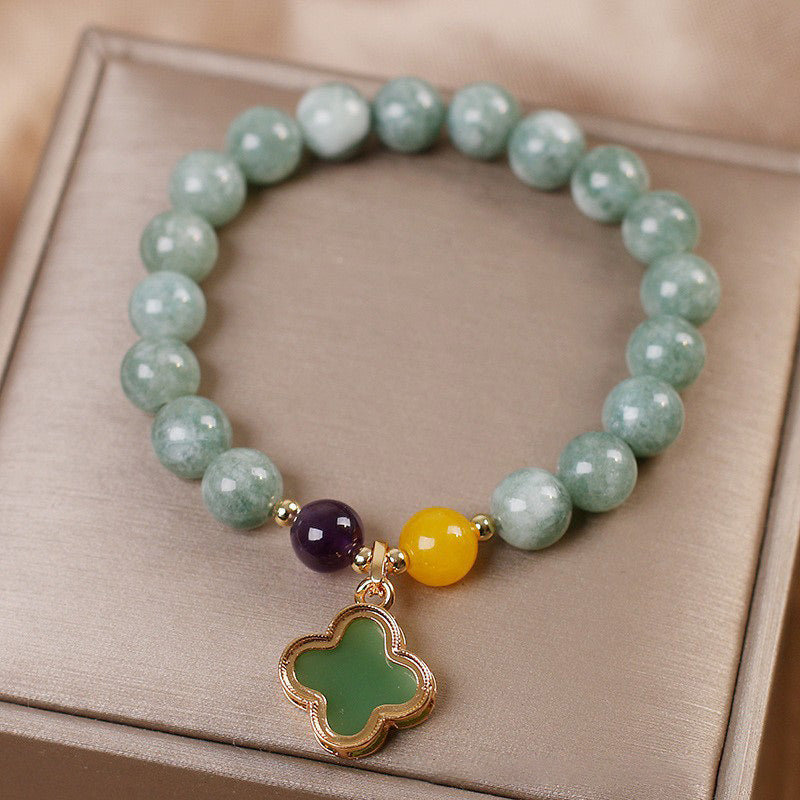 Fortune Jewel Jade Four Leaf Clover Luck Bracelet