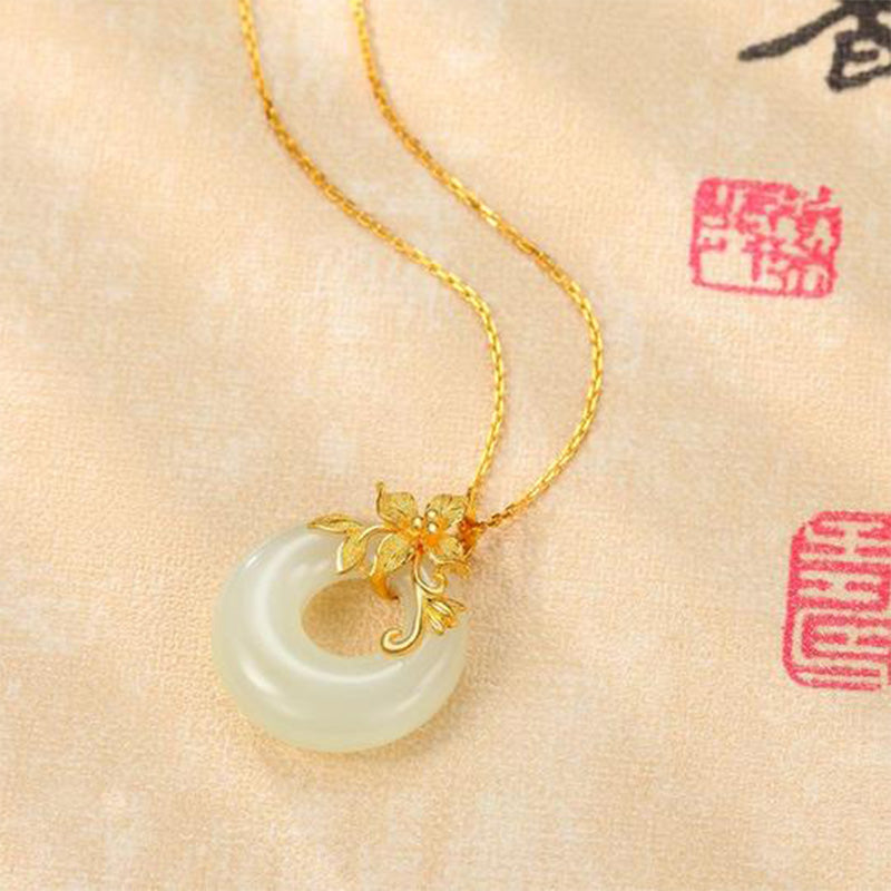 Fortune Jewel Tibetan White Jade Calm Necklace