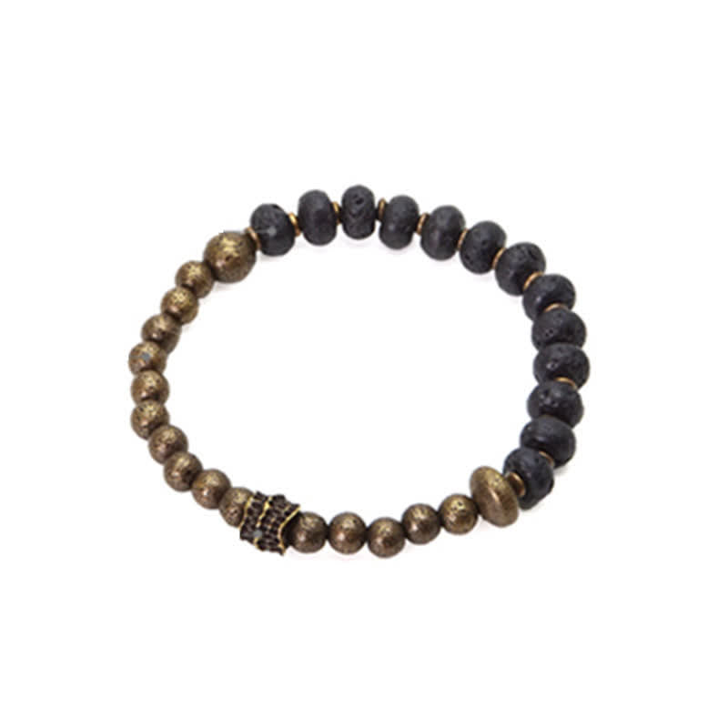 Fortune Jewel Lava Rock Stone Copper Balance Cuff Bracelet Bangle