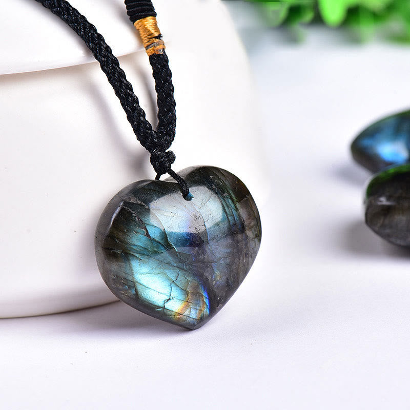 Fortune Jewel Labradorite Love Heart Support Necklace Pendant
