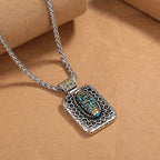 Fortune Jewel Nine-Eye Dzi Bead Design Copper Healing Rotatable Necklace Pendant