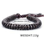 Fortune Jewel Tibetan Coconut Shell Beads Engraved Om Mani Padme Hum Mantra Positive String Bracelet