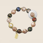 Fortune Jewel Tibetan Incense Ash Liuli Glass Tridacna Stone Sun Stone Om Mani Padme Hum Prayer Wheel Charm Bracelet
