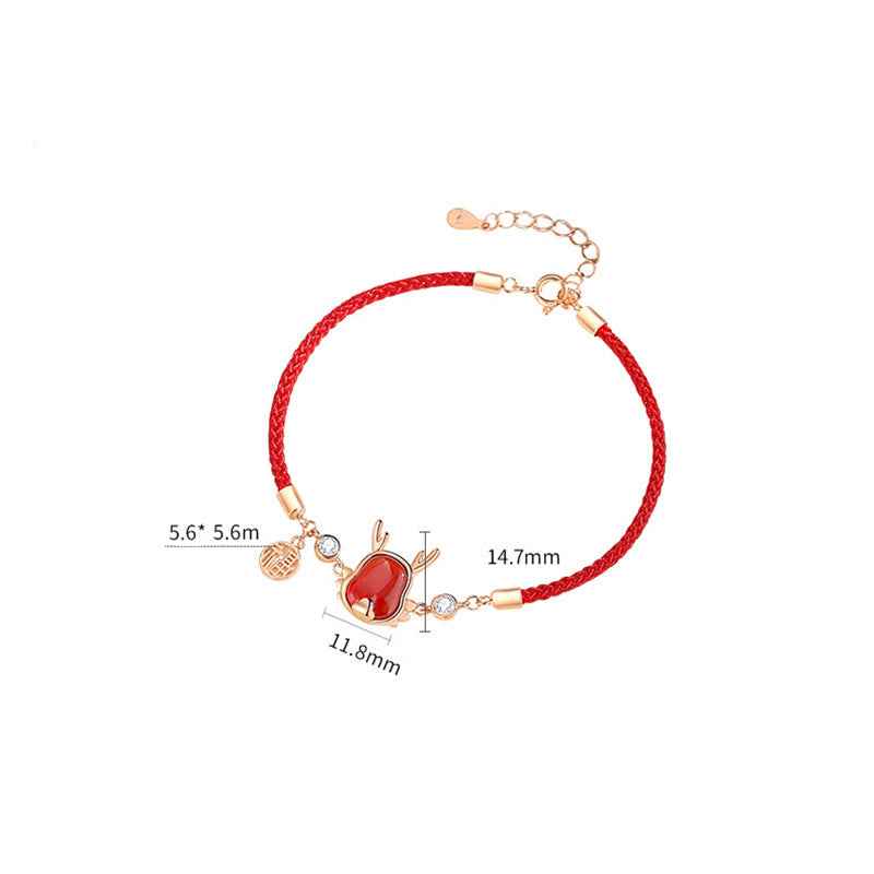 ❗❗❗A Flash Sale- Fortune Jewel 925 Sterling Silver Year of the Dragon Natural Red Agate Dragon Attract Fortune Fu Character Strength Bracelet Necklace Pendant Earrings