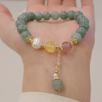 Fortune Jewel Jade Pearl Strawberry Quartz Abundance Luck Bead Charm Bracelet