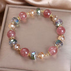 Fortune Jewel Natural Strawberry Quartz Colorful Crystal Positive Bracelet