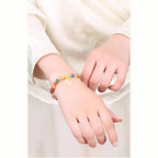 Fortune Jewel 14K Gold Plated Colorful Golden Silk Jade Peace Buckle Wealth Bracelet