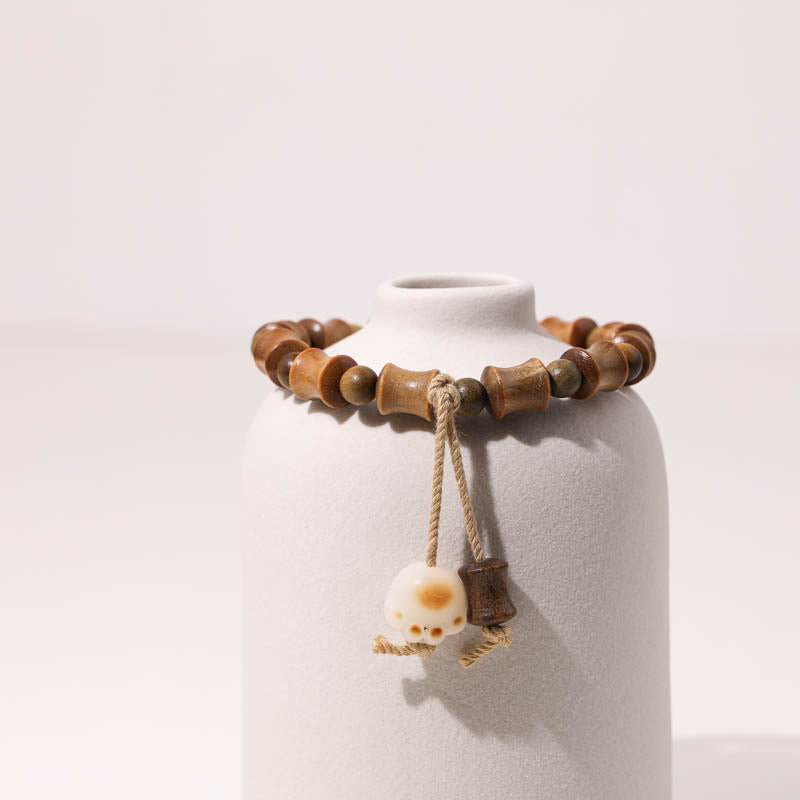 Fortune Jewel Green Sandalwood Bodhi Seed Cat Claw Bamboo Peace Bracelet