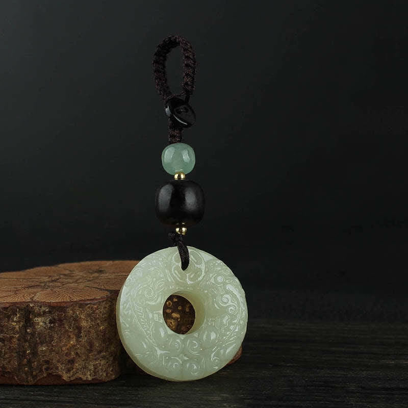 Fortune Jewel PiXiu Jade Peace Buckle Abundance Wealth Key Chain