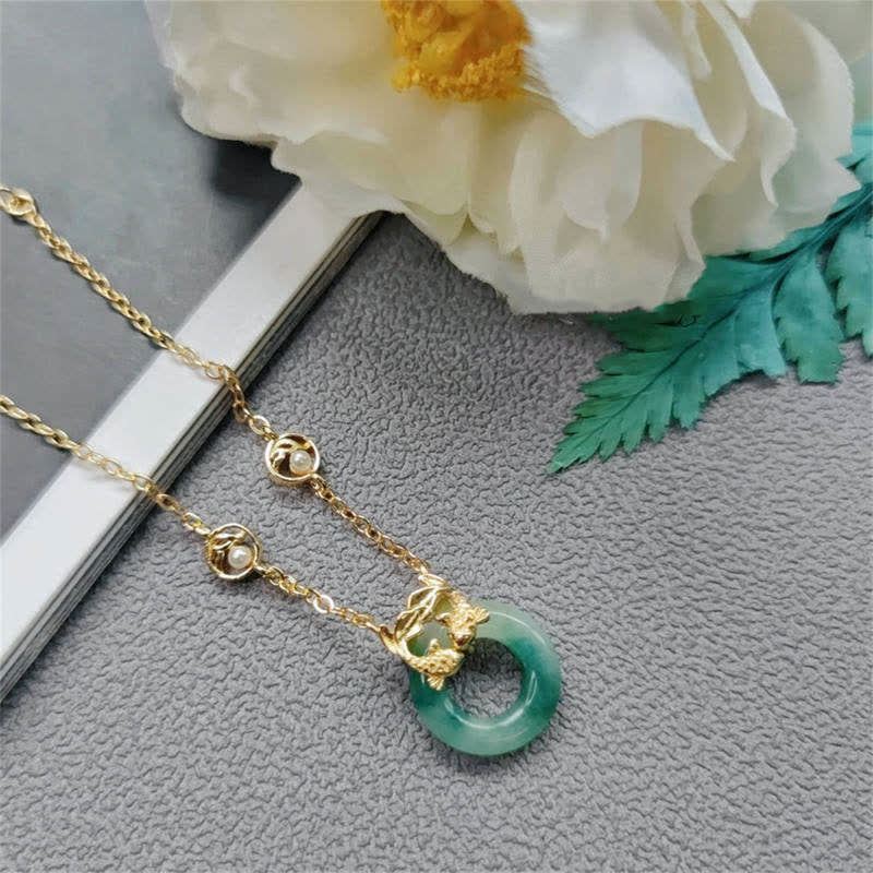 Fortune Jewel Cyan Jade Koi Fish Healing Harmony Bracelet