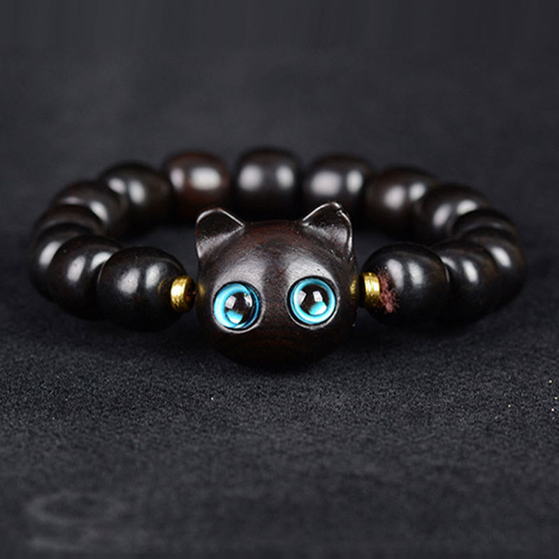 Fortune Jewel Ebony Wood Green Sandalwood Red Sandalwood Lovely Cat Balance Bracelet