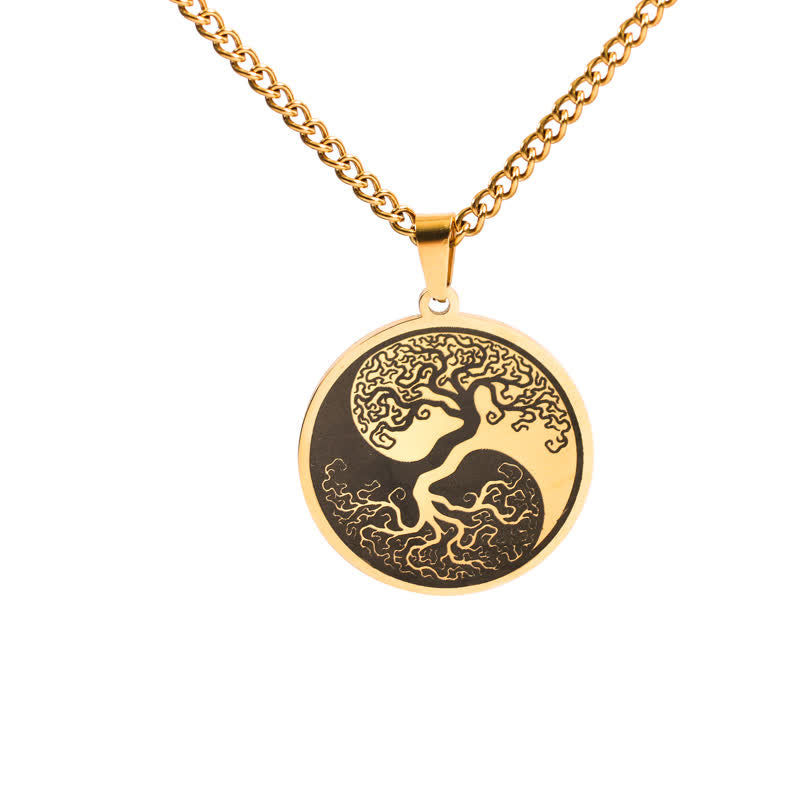 Fortune Jewel The Tree of Life Titanium Steel Connection Necklace Pendant