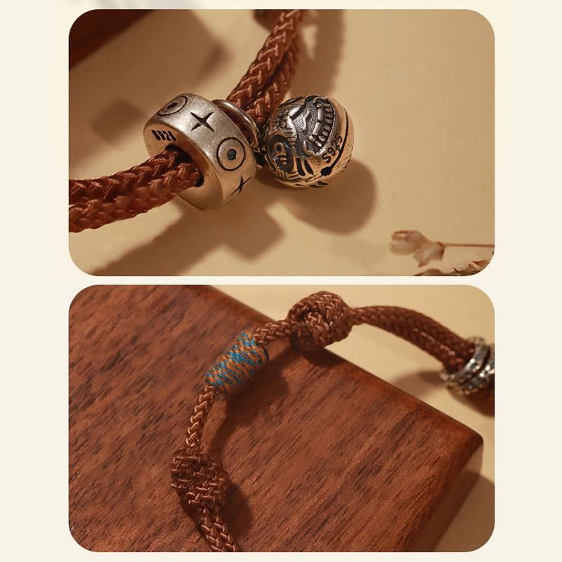 Fortune Jewel 925 Sterling Silver Gold Swallowing Beast Koi Fish Wealth Handcrafted Braided Bracelet