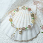 Fortune Jewel Strawberry Quartz Rutilated Quartz Fluorite Flower Healing Bracelet