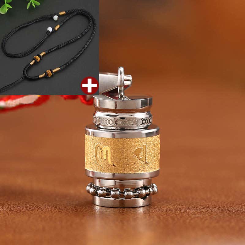 Fortune Jewel Tibet Om Mani Padme Hum Shurangama Mantra Titanium Steel Wisdom Amulet Necklace Pendant