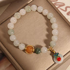 Fortune Jewel Jade Auspicious Clouds Red Agate Citrine Prosperity Bracelet