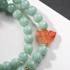 Fortune Jewel 925 Sterling Silver Natural Jade Amber Butterfly Luck Abundance Bracelet