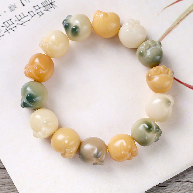 Fortune Jewel Multilayered Bodhi Seed Cute Cat Paw Calm Harmony Bracelet
