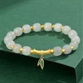 Fortune Jewel 925 Sterling Silver Hetian White Jade Bamboo Luck Bracelet