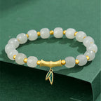 Fortune Jewel 925 Sterling Silver Hetian White Jade Bamboo Luck Bracelet